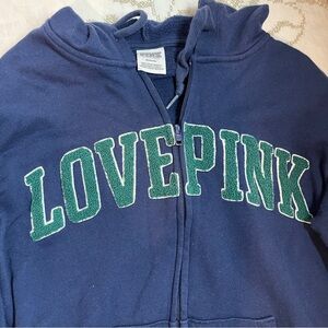 Victorias Secret Love Pink Navy Blue Full Zip Hoodie
